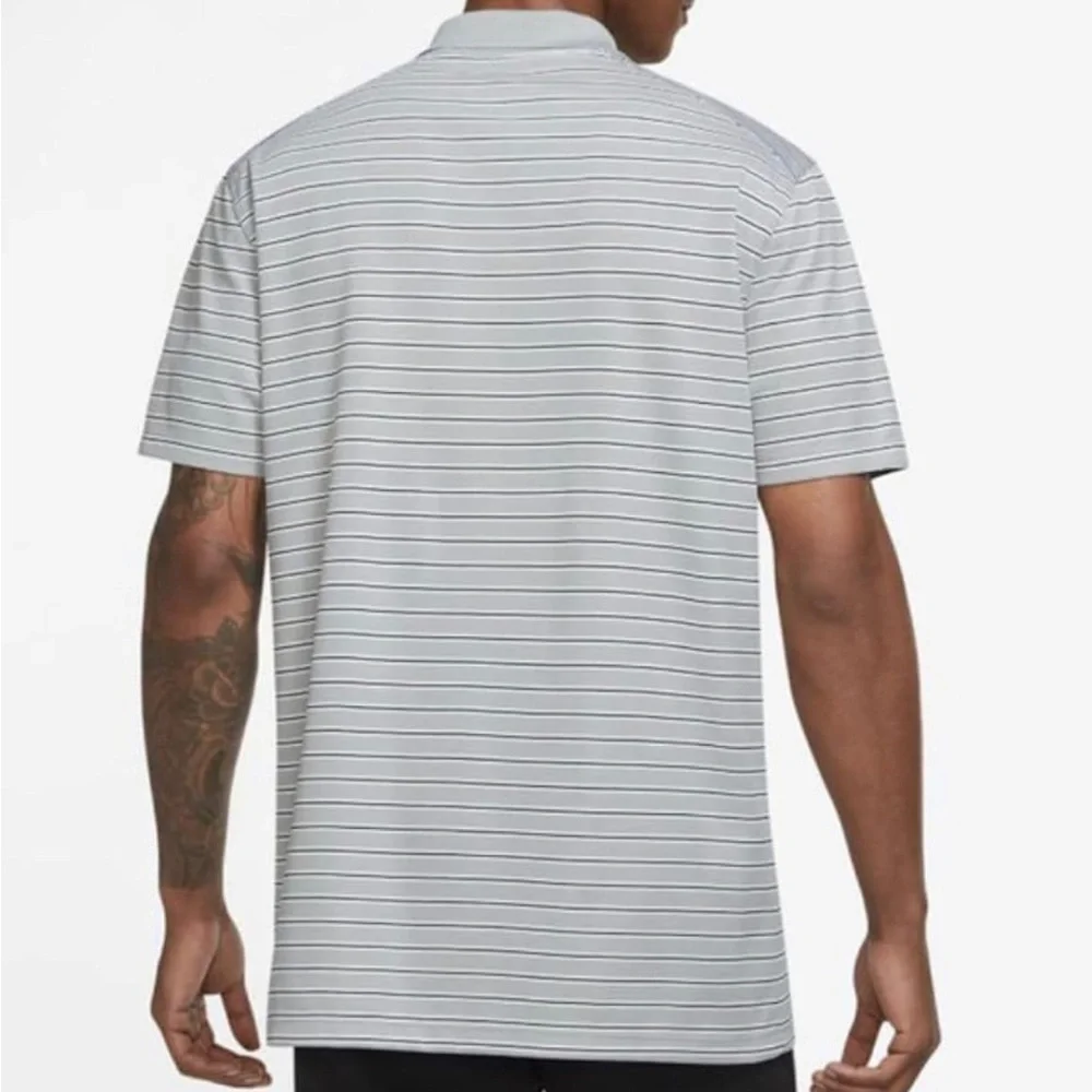 Nike Dri-FIT Mens Golf Polo Shirt Striped Gray Athletic‎ Fit Small